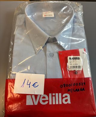 Camisa Celeste Oxford Manga Larga Talla S