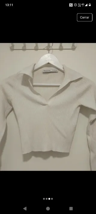 Jersey Bershka canalé corto blanco