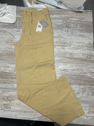 Pantalón Mango Wide Leg Talla S Beige
