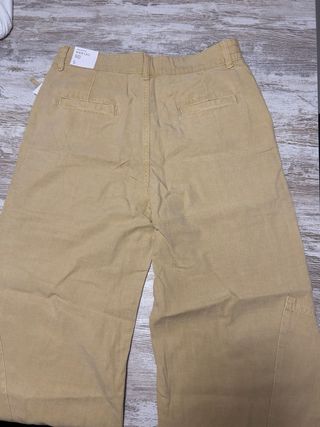 Pantalón Mango Wide Leg Talla S Beige