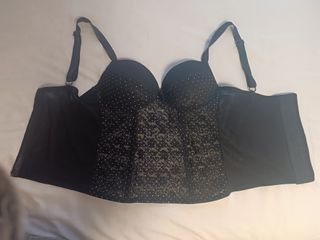 Corpiño negro brillante fiesta, talla S-M