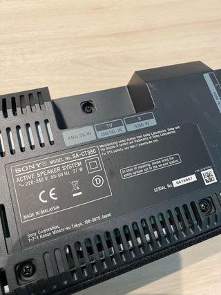 Barra de Sonido / Soundbar Sony CT380 + Subwoofer