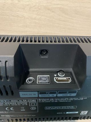 Barra de Sonido / Soundbar Sony CT380 + Subwoofer