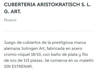 Cubertería Aristokratisch S. L. G. Art.