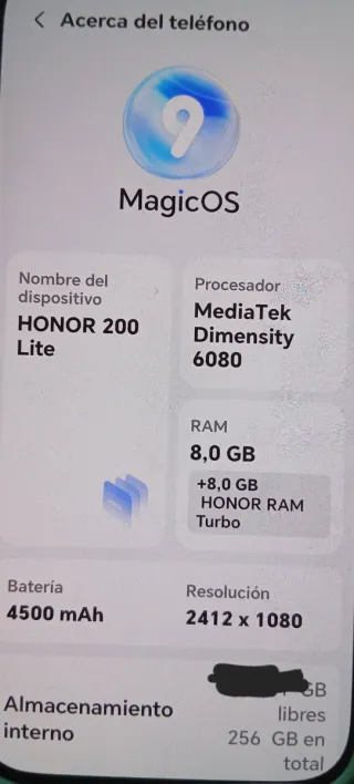 Honor 200 Lite Negro
