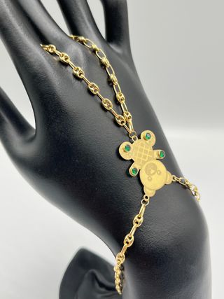 PULSERA MANITA OSO GRANDE PIEDRA VERDE.