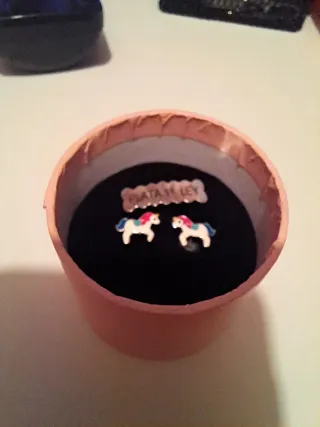 Pendientes Plata Ley Niña Unicornio Nuevos