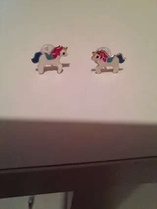 Pendientes Plata Ley Niña Unicornio Nuevos