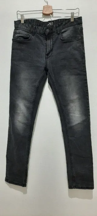 Pantalones vaqueros grises slim fit talla 38