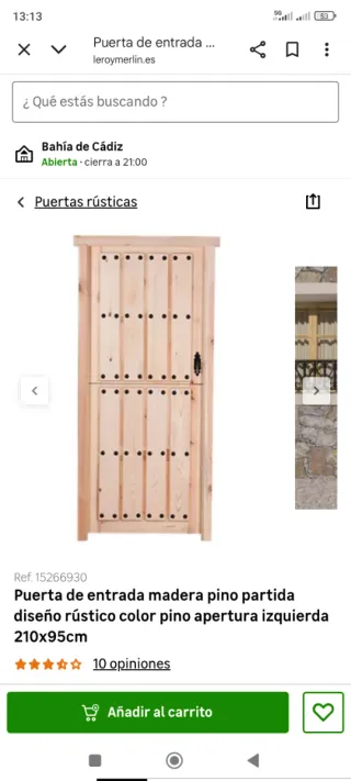 Puerta entrada pino partida Leroy Merlin