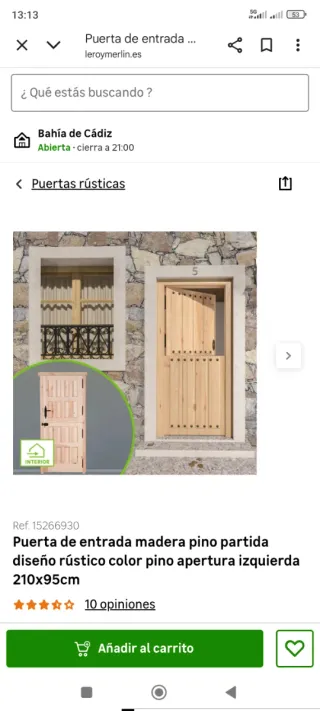 Puerta entrada pino partida Leroy Merlin