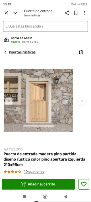 Puerta entrada pino partida Leroy Merlin