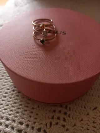 Pack 3 Anillos Tous de plata vermeil y gemas.