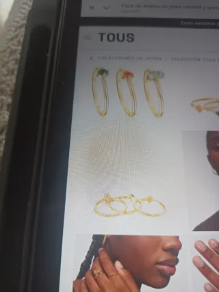 Pack 3 Anillos Tous de plata vermeil y gemas.