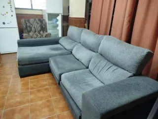 Sofá Cheslong Gris Tela