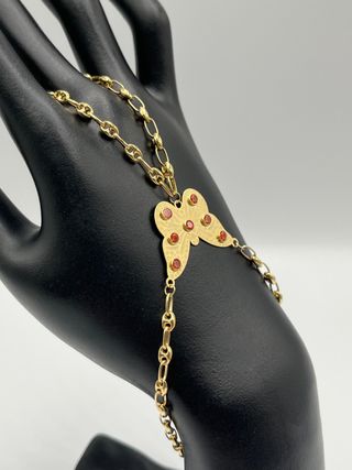 PULSERA MANITA MARIPOSA GRANDE PIEDRA NARANJA.