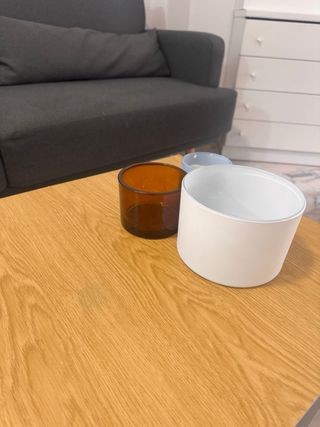 Mesa centro elevable madera y blanco