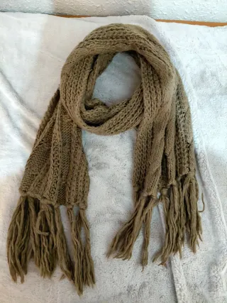 Bufanda lana trenzada camel/marrón topo