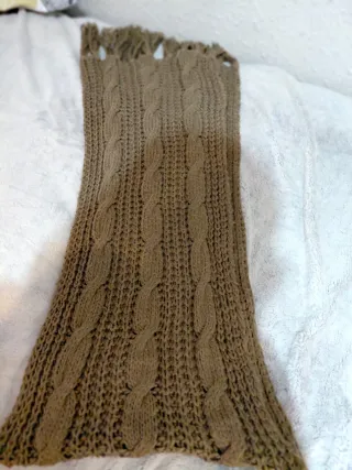 Bufanda lana trenzada camel/marrón topo