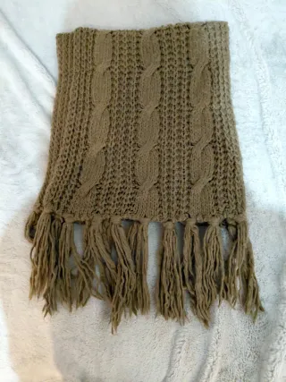 Bufanda lana trenzada camel/marrón topo