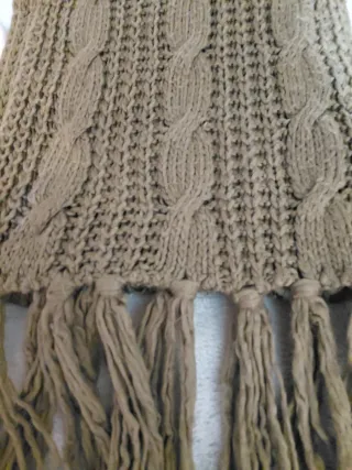 Bufanda lana trenzada camel/marrón topo