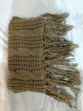 Bufanda lana trenzada camel/marrón topo