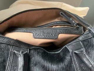 Bolso Piel y Pelo Negro Bandolera