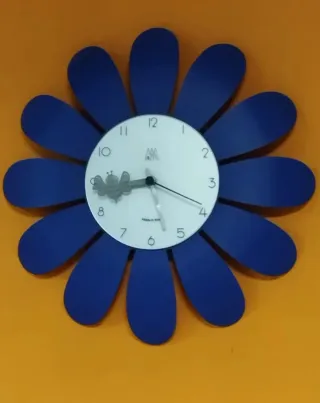 Reloj de pared decorativo flor azul, 40cm diámetro