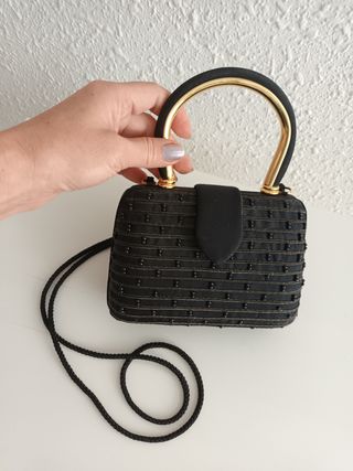 Bolso de noche vintage negro y dorado
