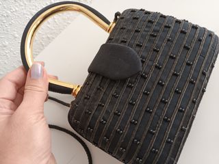 Bolso de noche vintage negro y dorado