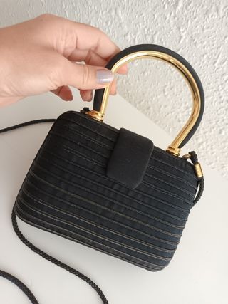 Bolso de noche vintage negro y dorado
