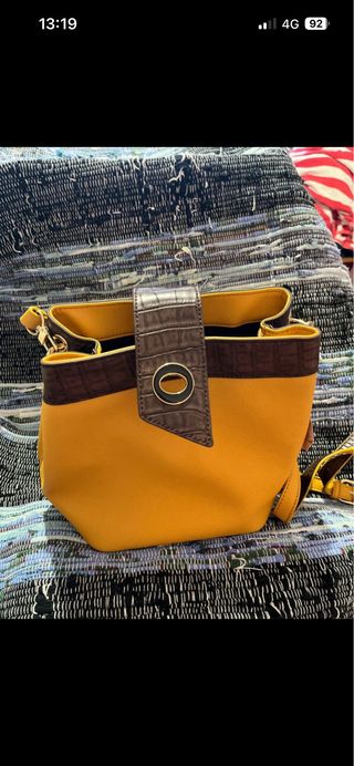 Borsa secchiello Camomilla gialla e marrone