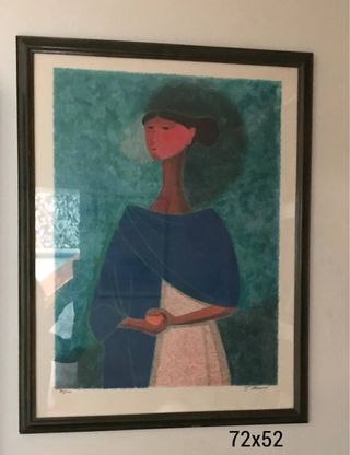 Cuadro Mujer con Pañuelo Azul