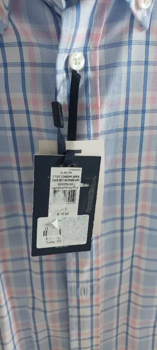 Camisa Tommy Hilfiger Cuadros Azul Rosa Talla M