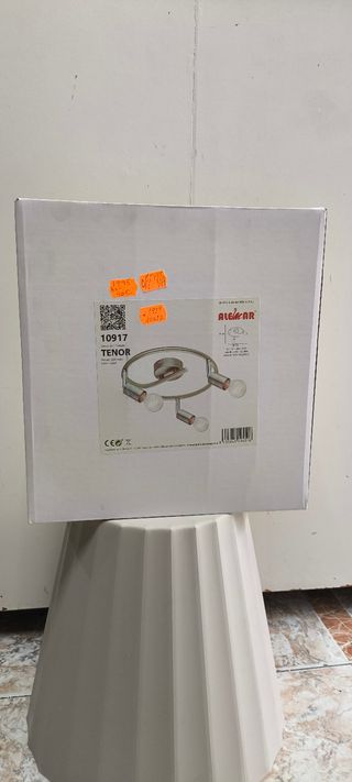 Lámpara techo 3 focos níquel