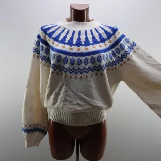 Jersey Yessica Fair Isle Azul y Blanco