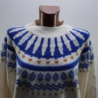 Jersey Yessica Fair Isle Azul y Blanco