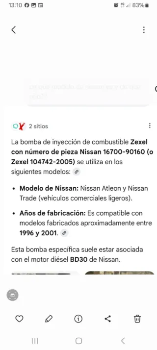 Bomba Inyección ZEXEL Nissan 16700-90160