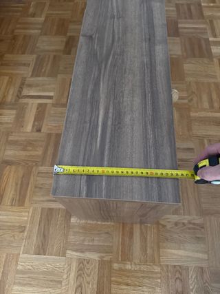 Mueble TV madera y blanco con cajón