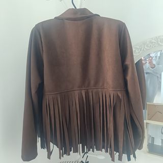 Ideal Chaqueta marrón con flecos talla única