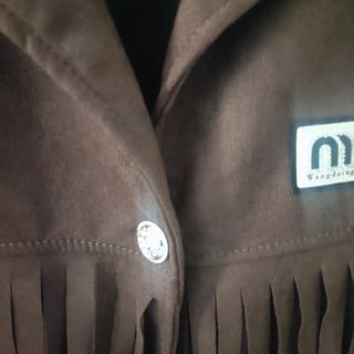 Ideal Chaqueta marrón con flecos talla única