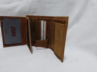 Portafoglio Uomo Rifle 19:37 Pelle Tan Nuovo