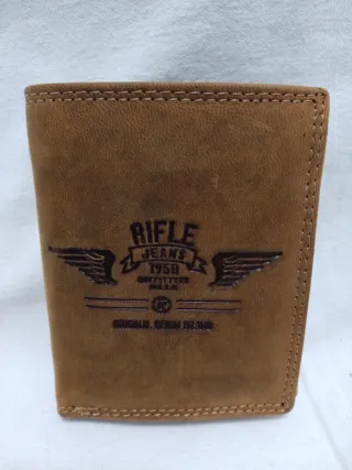 Portafoglio Uomo Rifle 19:37 Pelle Tan Nuovo