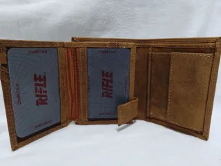 Portafoglio Uomo Rifle 19:37 Pelle Tan Nuovo