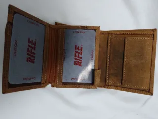 Portafoglio Uomo Rifle 19:37 Pelle Tan Nuovo