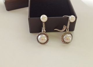 Pendientes Plata Ley Modernistas antiguos (Perlas)
