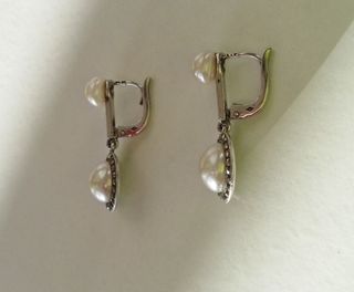 Pendientes Plata Ley Modernistas antiguos (Perlas)