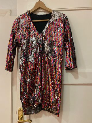 Vestido corto lentejuelas Zara multicolor