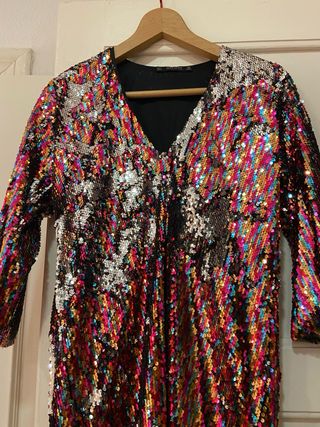 Vestido corto lentejuelas Zara multicolor