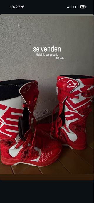 Botas de enduro rojas y blancas, talla 45